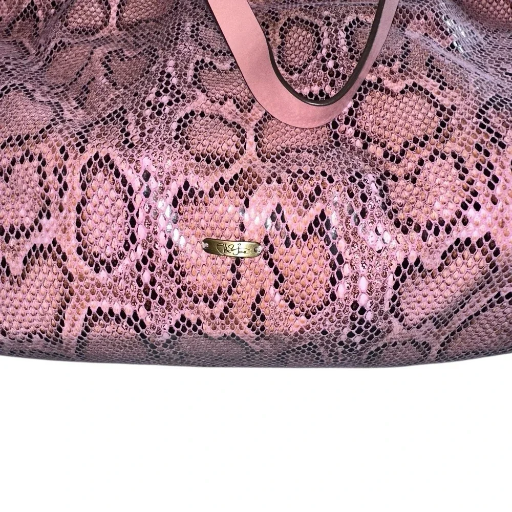 ELLE JAE Gypset Purse Vegan Leather Pink Black Snake‎ Print Tiered Ruffled Bag